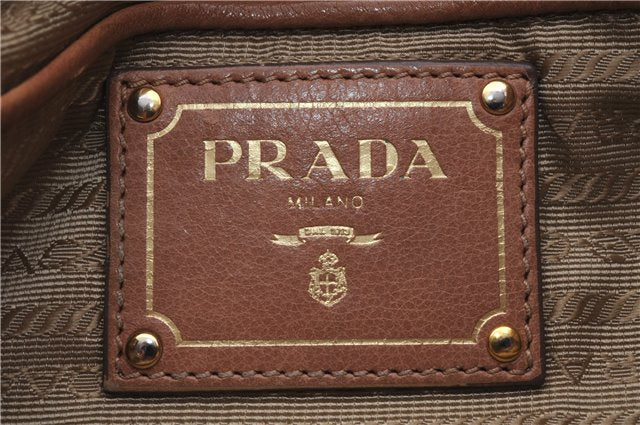 Authentic PRADA Glace Calf Leather 2Way Hand Shoulder Bag BN2245 Brown 9138C