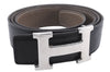 Authentic HERMES Constance Ladies Leather Belt Size 95cm 37.4" Black Gray 9138D