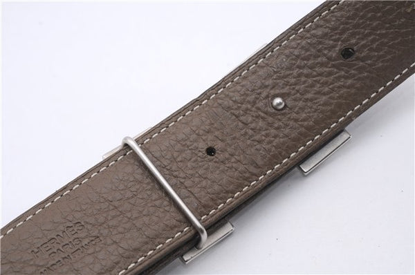 Authentic HERMES Constance Ladies Leather Belt Size 95cm 37.4" Black Gray 9138D