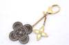 Authentic Louis Vuitton Stippley Bag Charm Strap Gold Brown M66971 LV 9139D