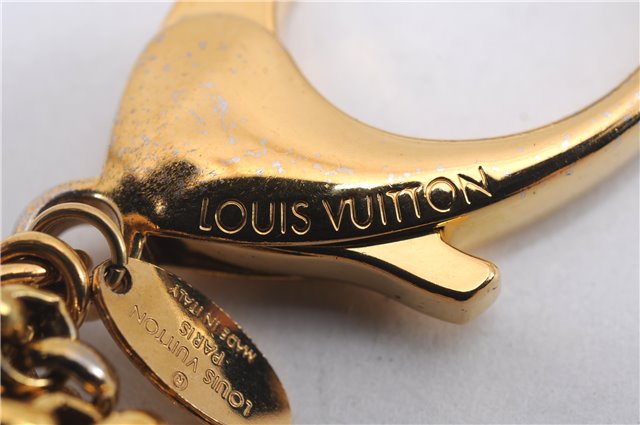 Authentic Louis Vuitton Stippley Bag Charm Strap Gold Brown M66971 LV 9139D