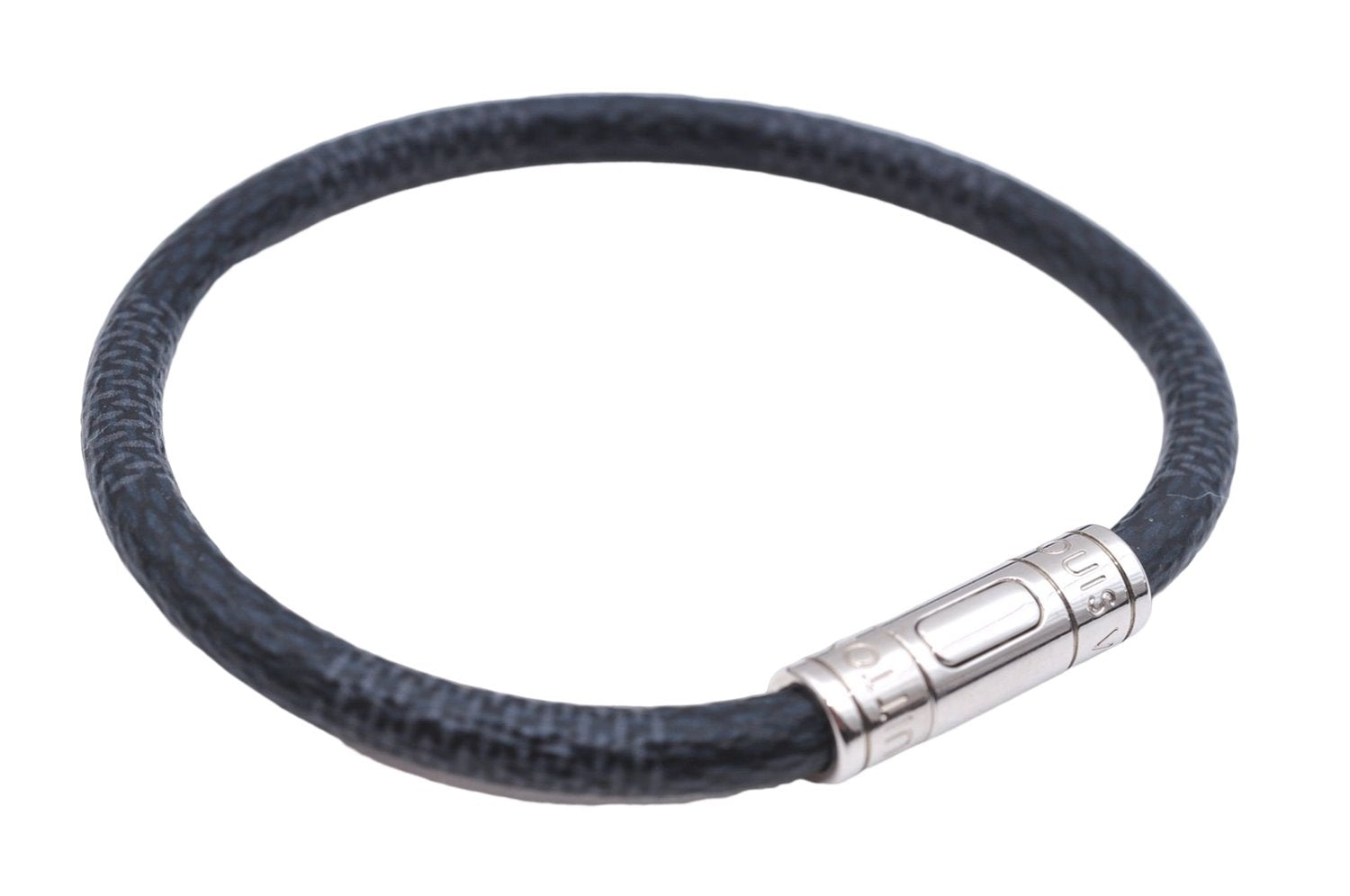 Authentic Louis Vuitton Damier Graphite Bracelet Keepit Black M6140E LV 9140D