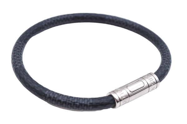 Authentic Louis Vuitton Damier Graphite Bracelet Keepit Black M6140E LV 9140D