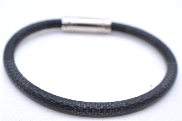 Authentic Louis Vuitton Damier Graphite Bracelet Keepit Black M6140E LV 9140D