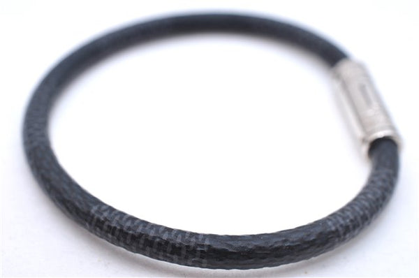 Authentic Louis Vuitton Damier Graphite Bracelet Keepit Black M6140E LV 9140D