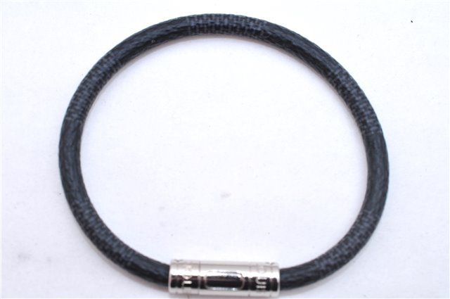 Authentic Louis Vuitton Damier Graphite Bracelet Keepit Black M6140E LV 9140D