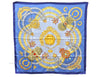 Authentic HERMES Carre 90 Scarf "KOSMIMA" Silk Blue 9144D