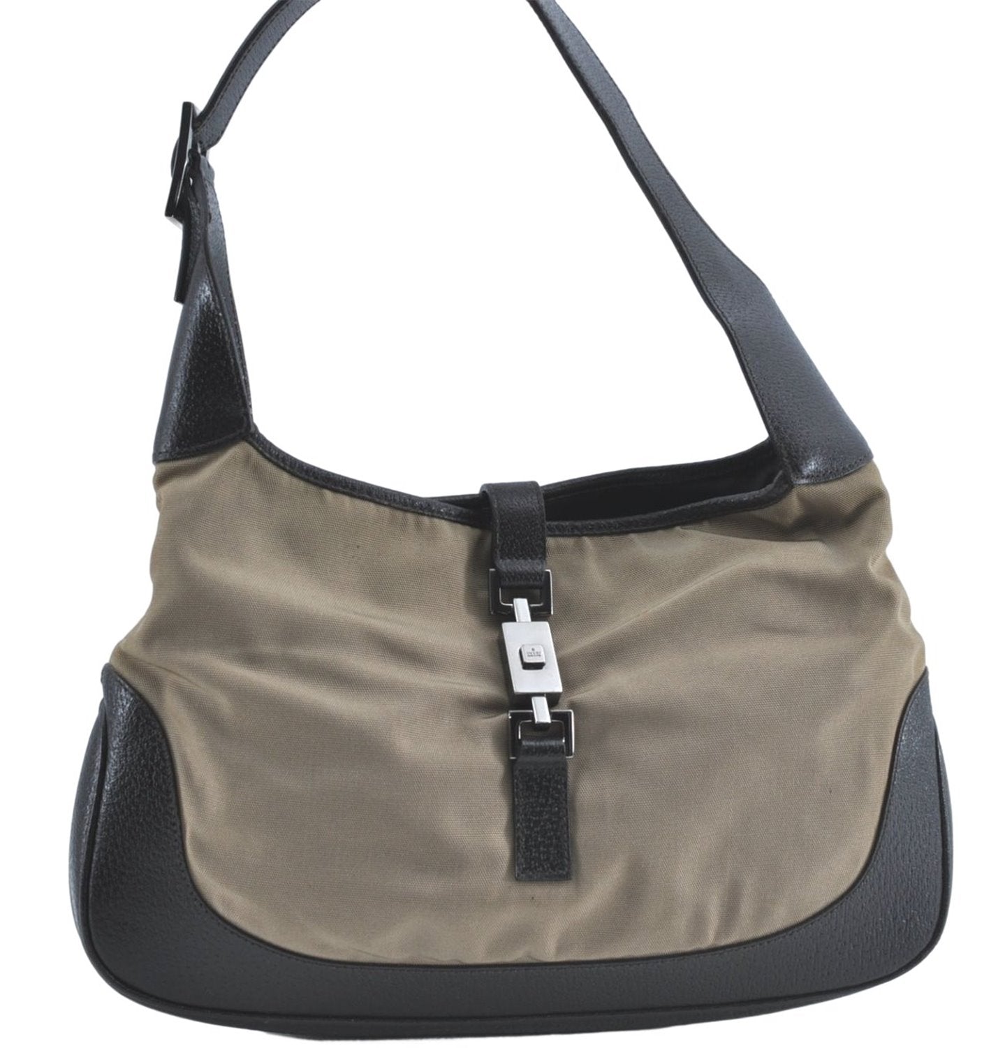 Authentic GUCCI Jackie Shoulder Hand Bag Nylon Leather 0013306 Brown 9146B