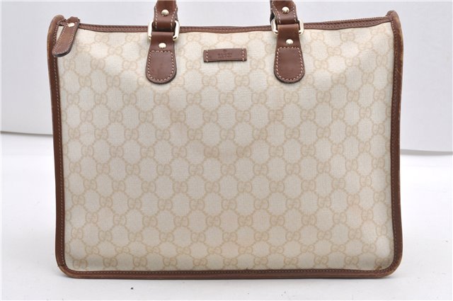 Authentic GUCCI Vintage Shoulder Tote Bag GG PVC Leather 190259 Ivory 9147F