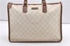 Authentic GUCCI Vintage Shoulder Tote Bag GG PVC Leather 190259 Ivory 9147F