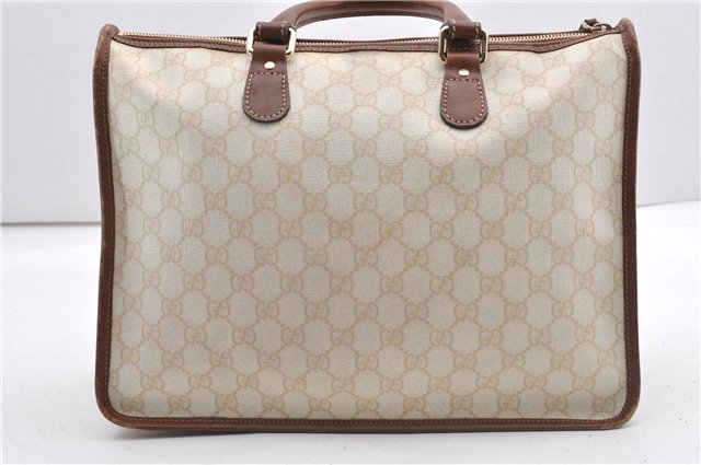 Authentic GUCCI Vintage Shoulder Tote Bag GG PVC Leather 190259 Ivory 9147F