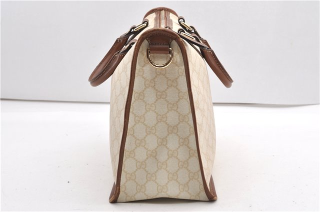 Authentic GUCCI Vintage Shoulder Tote Bag GG PVC Leather 190259 Ivory 9147F