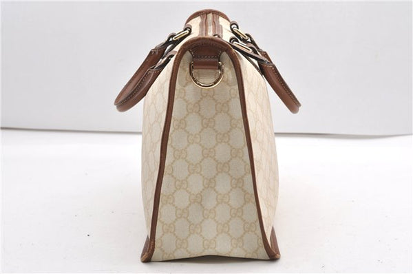 Authentic GUCCI Vintage Shoulder Tote Bag GG PVC Leather 190259 Ivory 9147F
