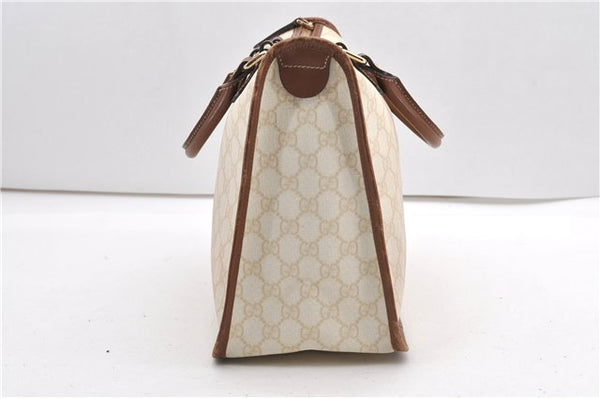 Authentic GUCCI Vintage Shoulder Tote Bag GG PVC Leather 190259 Ivory 9147F