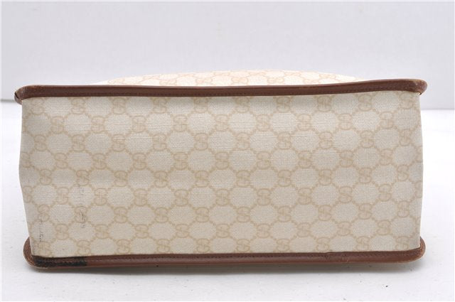 Authentic GUCCI Vintage Shoulder Tote Bag GG PVC Leather 190259 Ivory 9147F