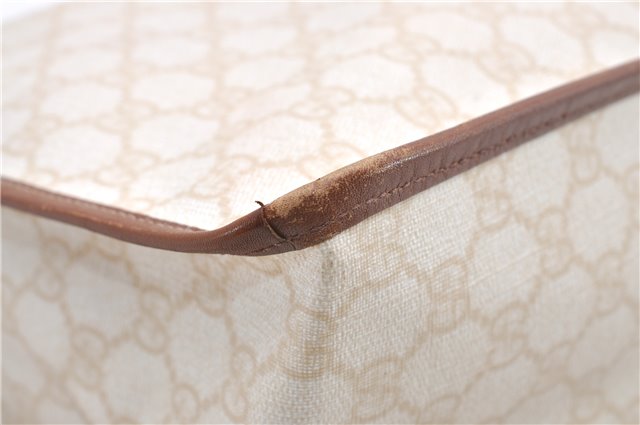 Authentic GUCCI Vintage Shoulder Tote Bag GG PVC Leather 190259 Ivory 9147F