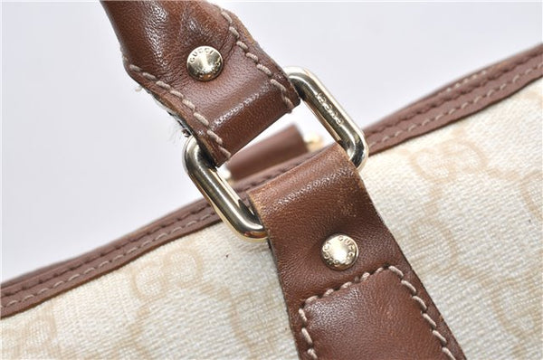 Authentic GUCCI Vintage Shoulder Tote Bag GG PVC Leather 190259 Ivory 9147F