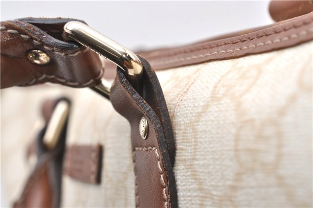 Authentic GUCCI Vintage Shoulder Tote Bag GG PVC Leather 190259 Ivory 9147F