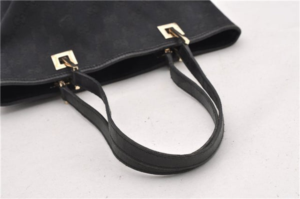 Authentic GUCCI Shoulder Hand Tote Bag GG Canvas Leather 0021099 Black 9148F