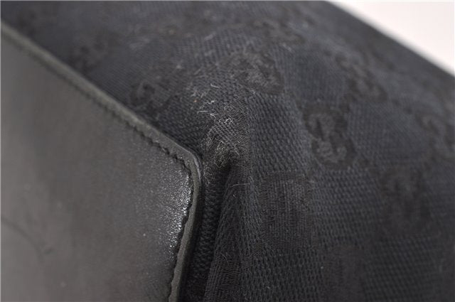 Authentic GUCCI Shoulder Hand Tote Bag GG Canvas Leather 0021099 Black 9148F