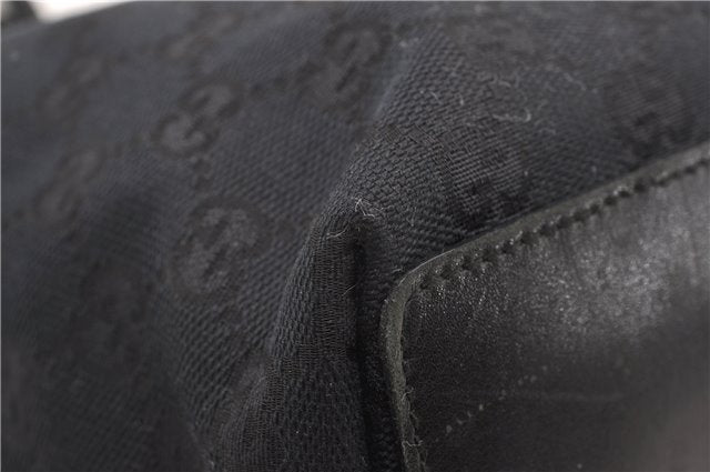 Authentic GUCCI Shoulder Hand Tote Bag GG Canvas Leather 0021099 Black 9148F