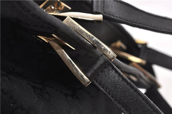 Authentic GUCCI Shoulder Hand Tote Bag GG Canvas Leather 0021099 Black 9148F