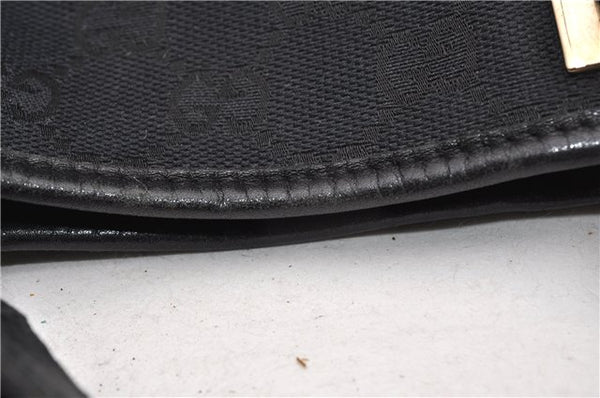 Authentic GUCCI Shoulder Hand Tote Bag GG Canvas Leather 0021099 Black 9148F