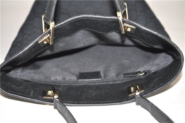 Authentic GUCCI Shoulder Hand Tote Bag GG Canvas Leather 0021099 Black 9148F