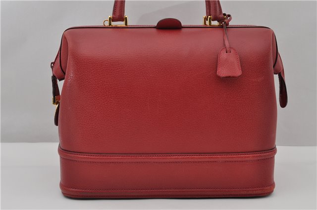 Authentic GUCCI Vintage Doctors Bag 2Way Shoulder Hand Bag Leather Red 9149F