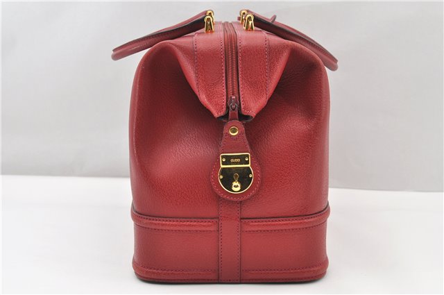 Authentic GUCCI Vintage Doctors Bag 2Way Shoulder Hand Bag Leather Red 9149F