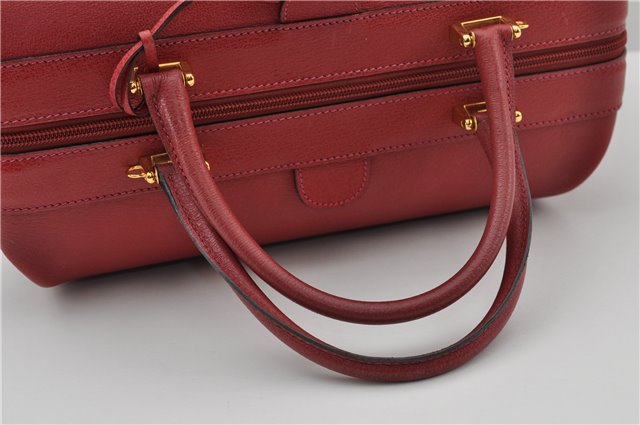Authentic GUCCI Vintage Doctors Bag 2Way Shoulder Hand Bag Leather Red 9149F