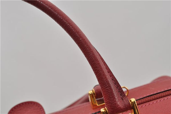 Authentic GUCCI Vintage Doctors Bag 2Way Shoulder Hand Bag Leather Red 9149F