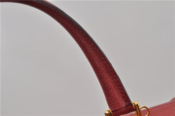 Authentic GUCCI Vintage Doctors Bag 2Way Shoulder Hand Bag Leather Red 9149F