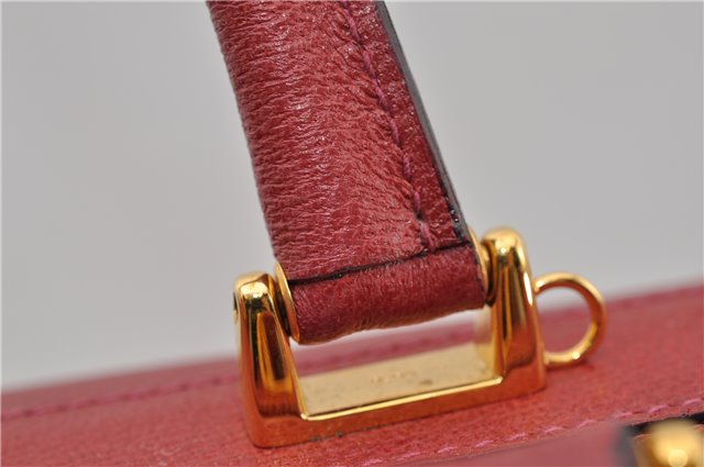 Authentic GUCCI Vintage Doctors Bag 2Way Shoulder Hand Bag Leather Red 9149F