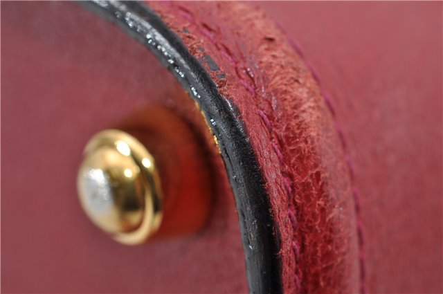 Authentic GUCCI Vintage Doctors Bag 2Way Shoulder Hand Bag Leather Red 9149F