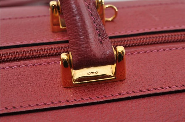 Authentic GUCCI Vintage Doctors Bag 2Way Shoulder Hand Bag Leather Red 9149F