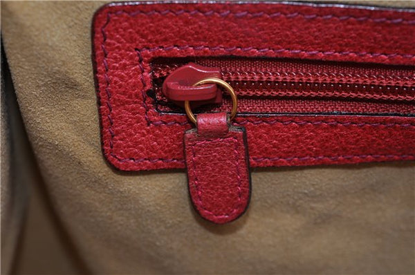 Authentic GUCCI Vintage Doctors Bag 2Way Shoulder Hand Bag Leather Red 9149F