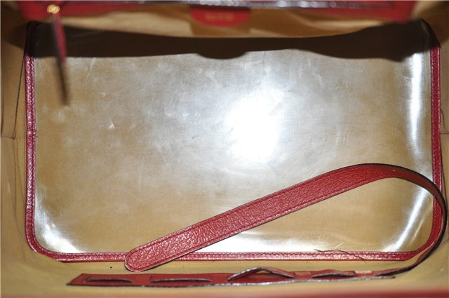 Authentic GUCCI Vintage Doctors Bag 2Way Shoulder Hand Bag Leather Red 9149F