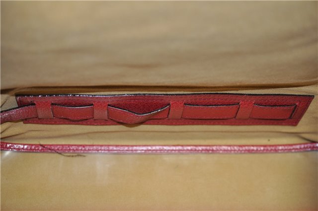 Authentic GUCCI Vintage Doctors Bag 2Way Shoulder Hand Bag Leather Red 9149F