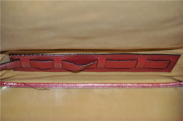 Authentic GUCCI Vintage Doctors Bag 2Way Shoulder Hand Bag Leather Red 9149F