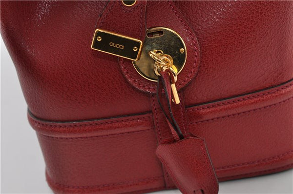 Authentic GUCCI Vintage Doctors Bag 2Way Shoulder Hand Bag Leather Red 9149F