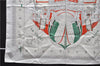 Authentic HERMES Carre 90 Scarf "VUE DU CAROSSE DE LA GALERE" Silk White 9150D