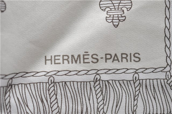 Authentic HERMES Carre 90 Scarf "VUE DU CAROSSE DE LA GALERE" Silk White 9150D