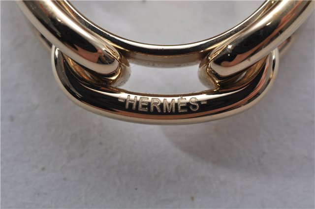 Authentic HERMES Scarf Ring Chaine d'Ancre Chain Design Gold Tone Box 9151E