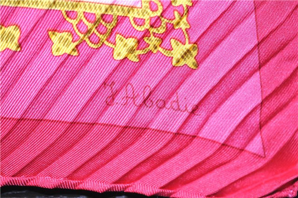 Authentic HERMES Pleats Scarf "Torins d'ar" Silk Pink 9154D