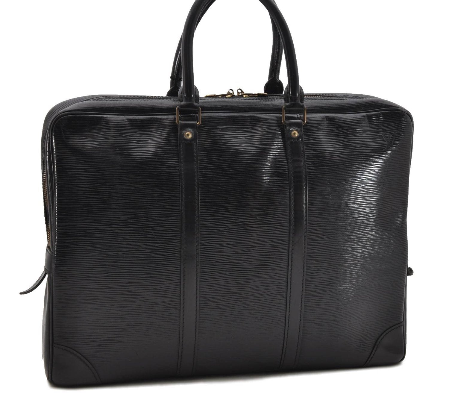 Auth Louis Vuitton Epi Porte Documents Voyage Briefcase Black M59162 LV 9162C