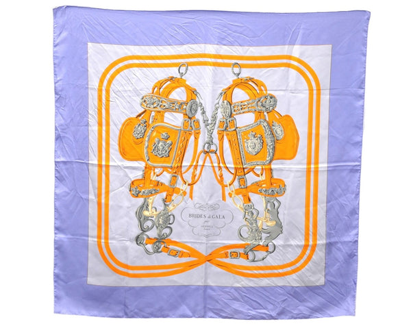 Authentic HERMES Carre 90 Scarf "BRIDES de GALA par" Silk Purple 9164D