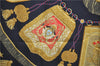 Authentic HERMES Carre 90 Scarf "Poste et Cavalerie" Silk Black 9166D