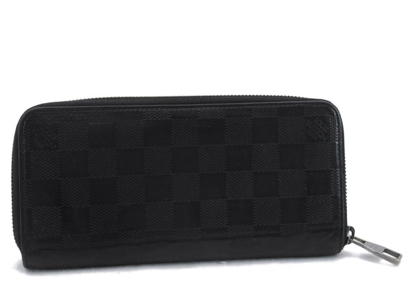 Authentic Louis Vuitton Damier Graphite Zippy Wallet Vertical N63095 LV 9168C