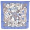 Authentic HERMES Carre 90 Scarf "ART des STEPPES" Silk Blue 9169E